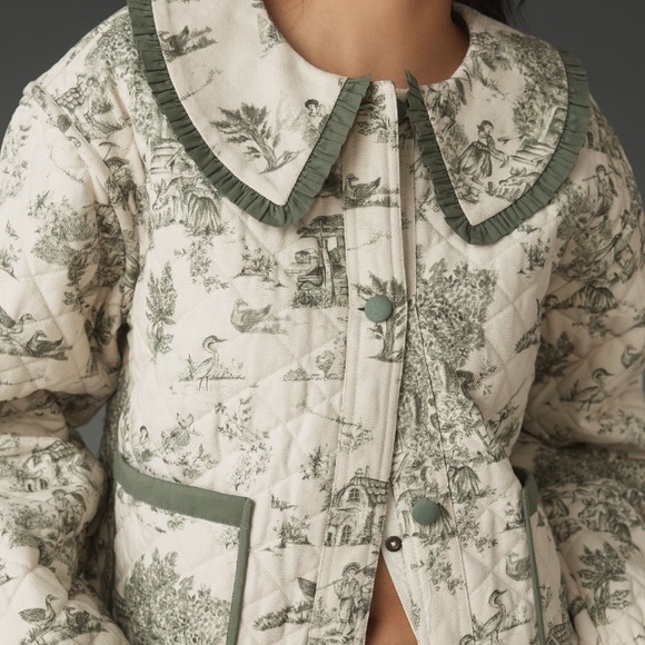 NWT Anthropologie Forever That Girl Quilted Toile Jacket in Green - Picture 3 of 4